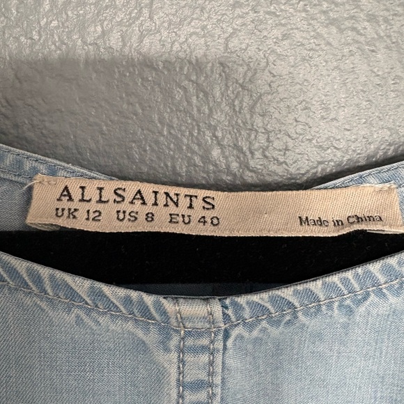 All Saints Kyo Bay Light Blue Dress Size 8 Denim Lyocell Soft stretchy - Picture 2 of 4